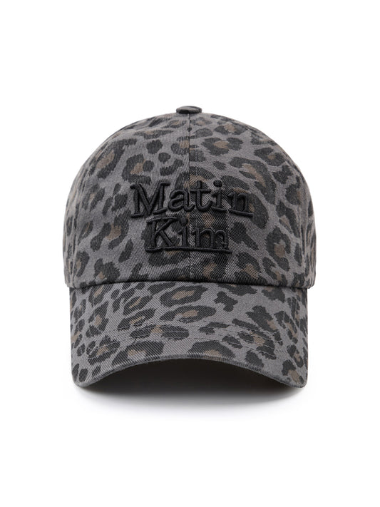 Matin Kim - MATIN LEOPARD VOLUME LOGO BALL CAP IN CHARCOAL