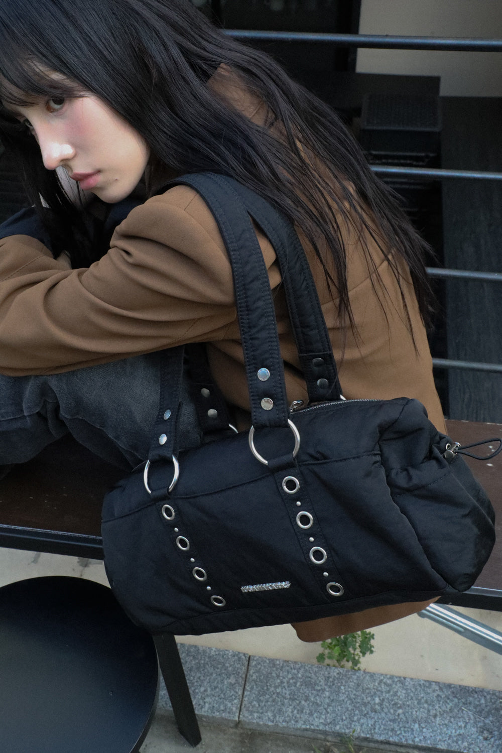 IUGA - Nylon Eyelet Duffle Bag (Black)