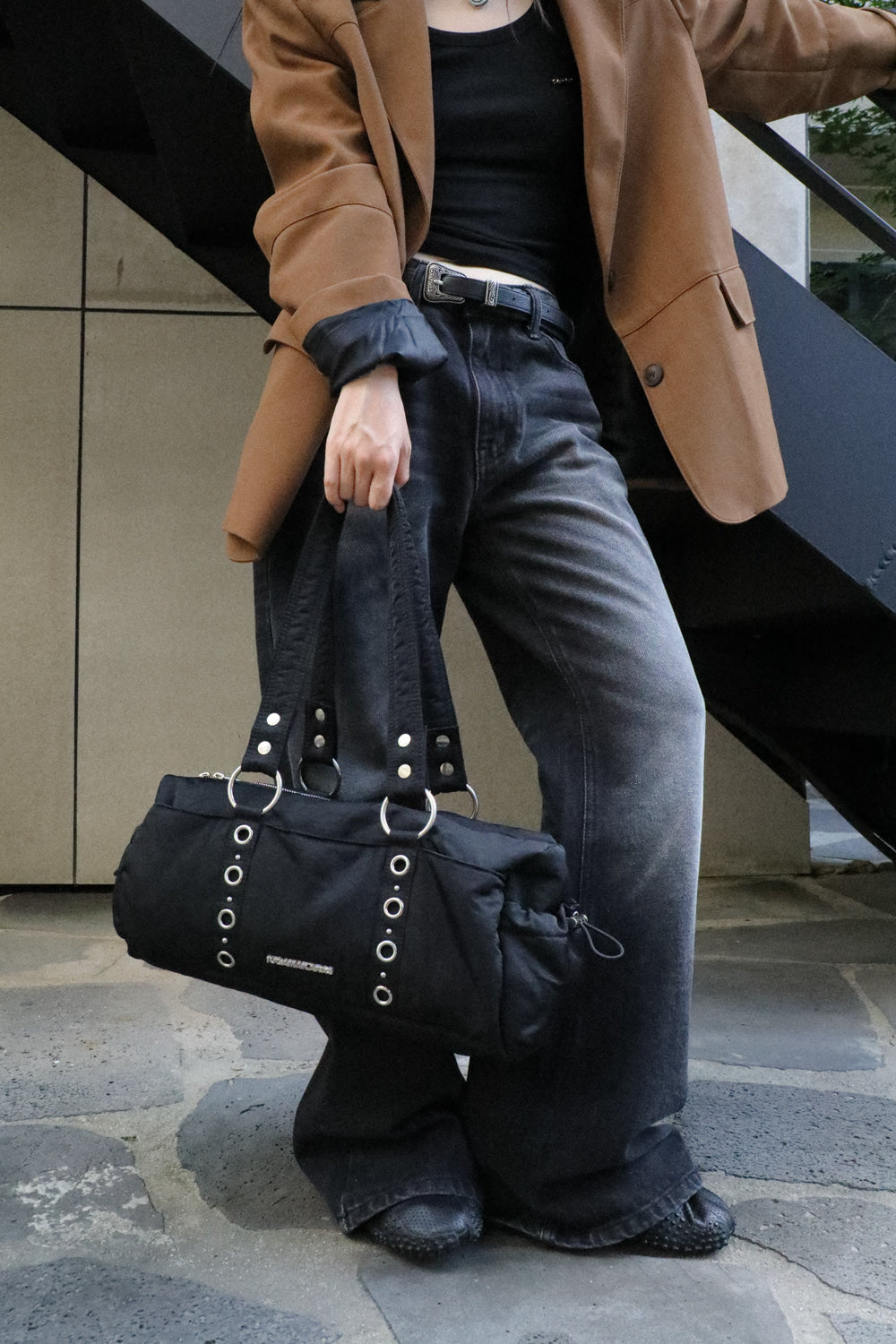 IUGA - Nylon Eyelet Duffle Bag (Black)