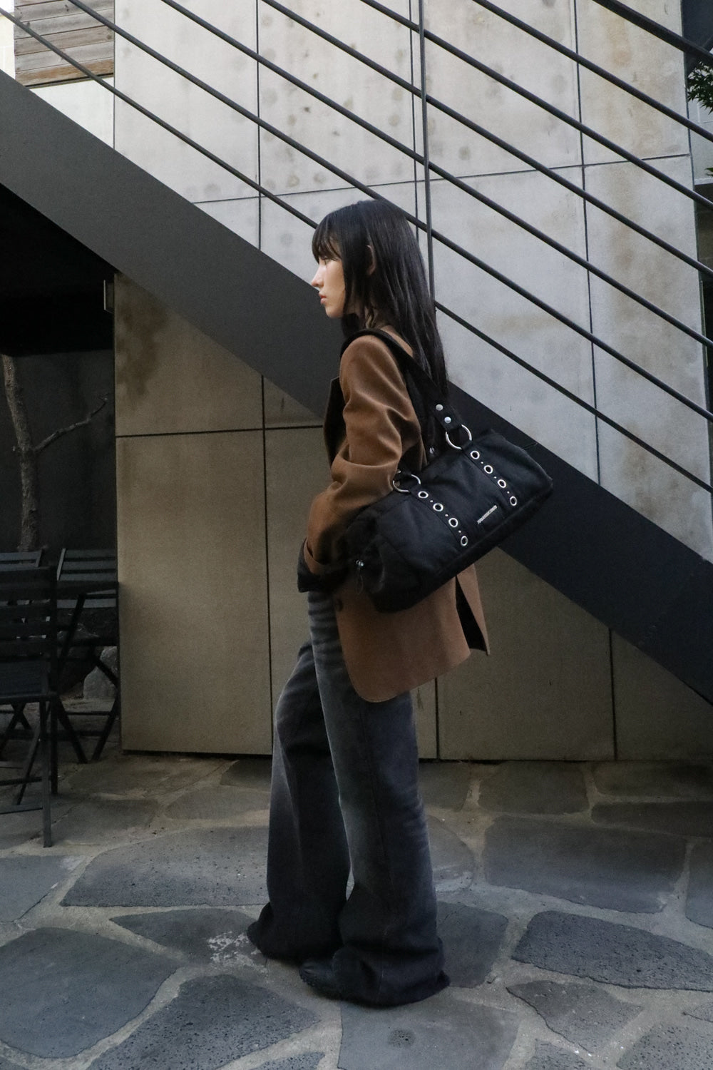 IUGA - Nylon Eyelet Duffle Bag (Black)