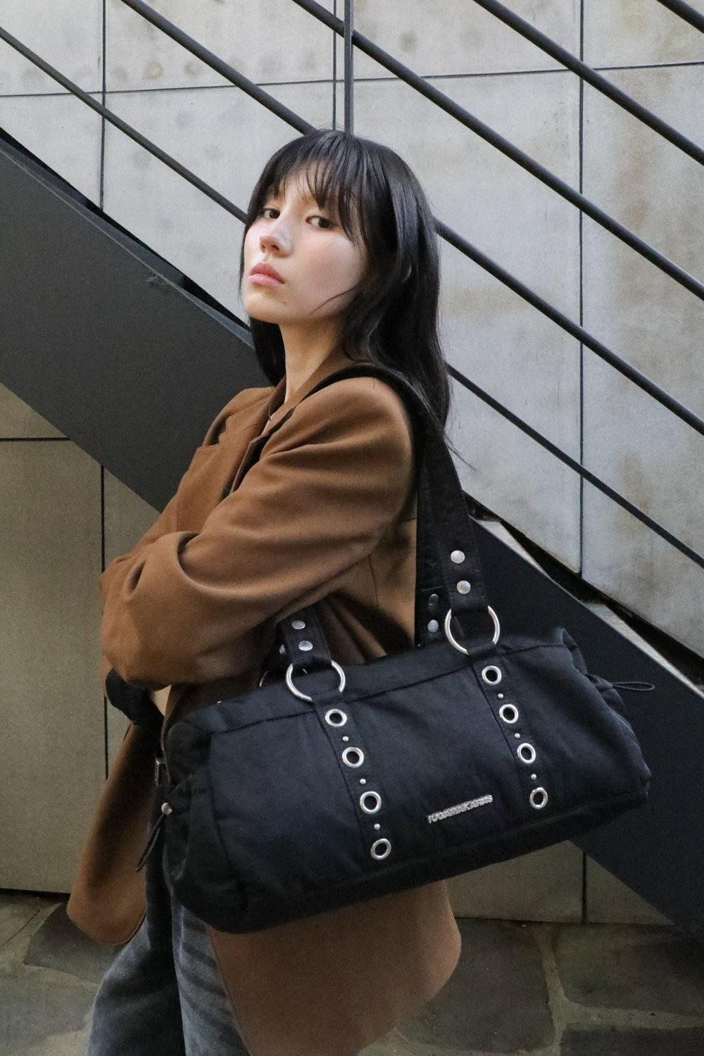 IUGA - Nylon Eyelet Duffle Bag (Black)