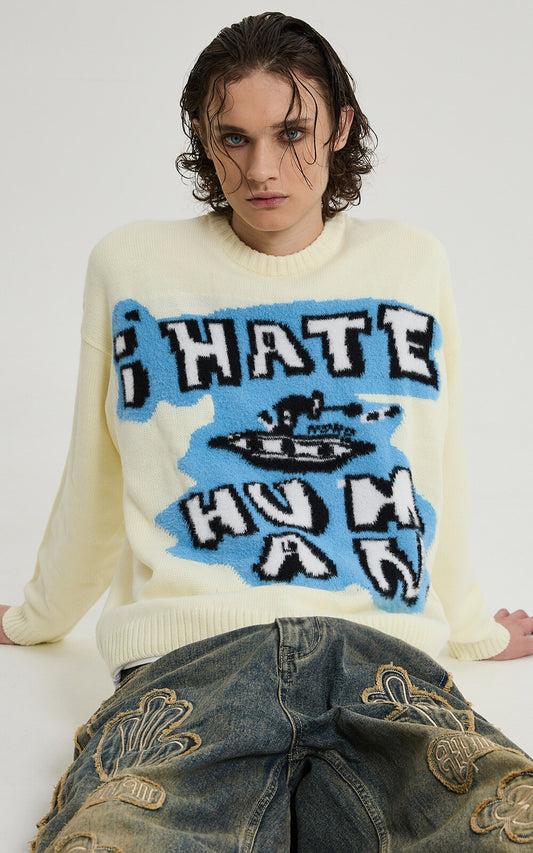 HOODHOOD - I HATE HUMAN Knit Ivory