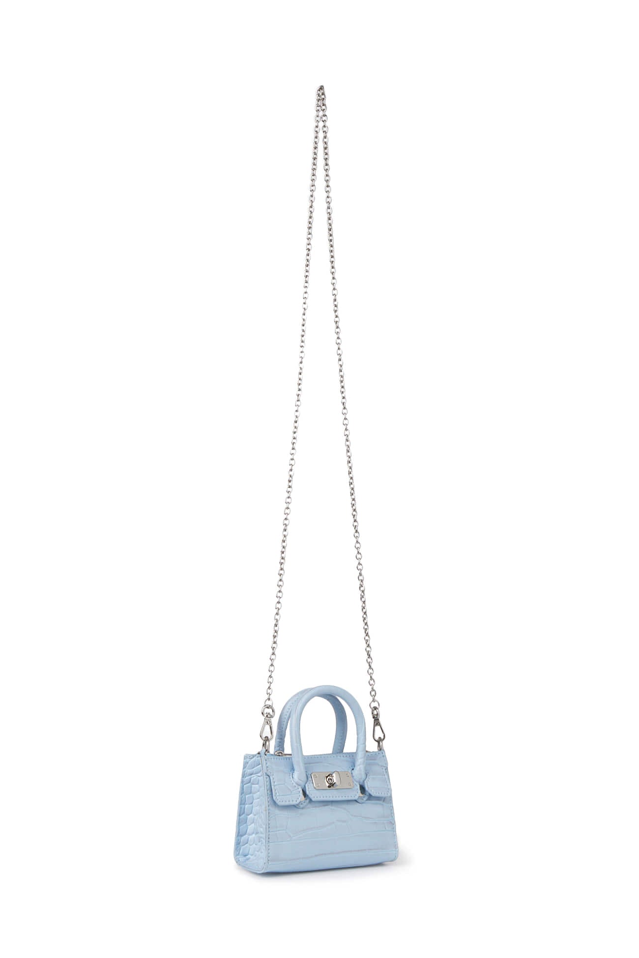 Deinet - CROCODILE PATTERN CHAIN MINI BAG IN ICE BLUE