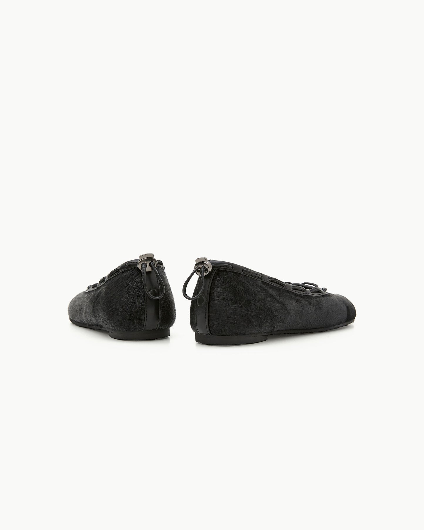 PAES - Calf String Flat / Calf Hair Black