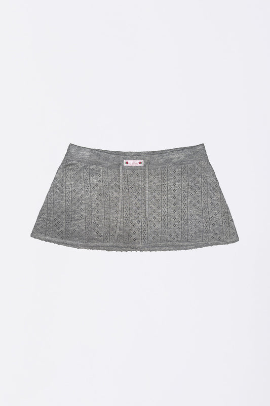 Sculptorpage - Eyelet Knit Skort Melange Gray