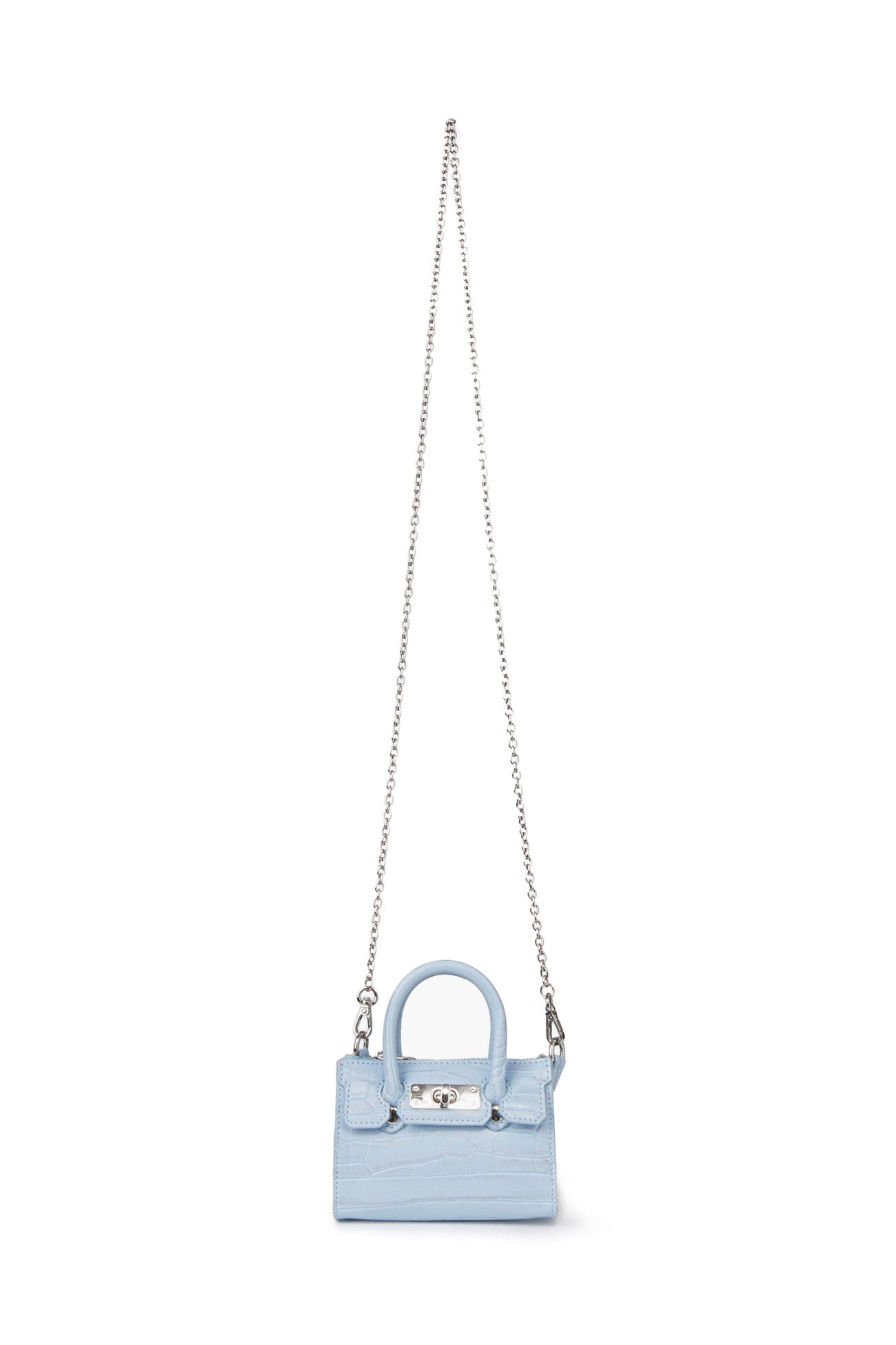 Deinet - CROCODILE PATTERN CHAIN MINI BAG IN ICE BLUE