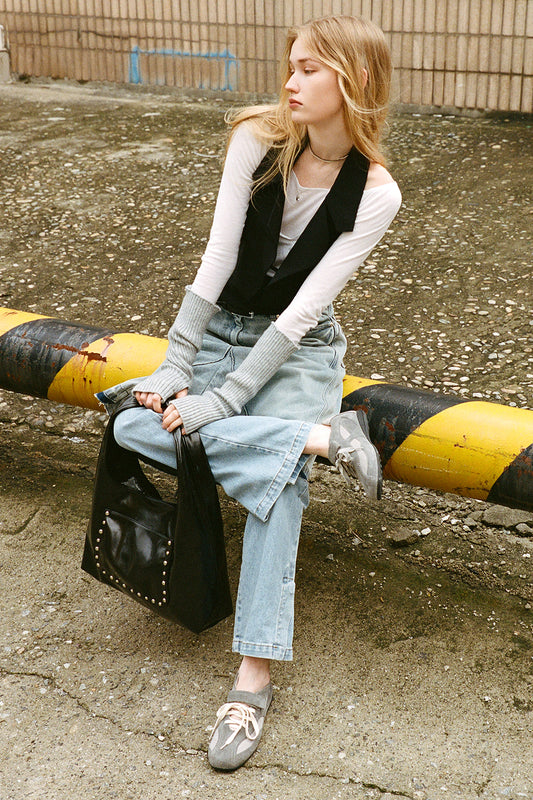 KHIHO - STUD POPO BAG (POCKET POINT) / BLACK