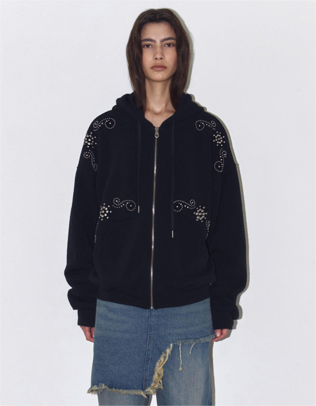 Polysooem -  ORNAMENT STUDDED HOODIE_ONZI_EDITION, BLACK（3/12 後到貨）