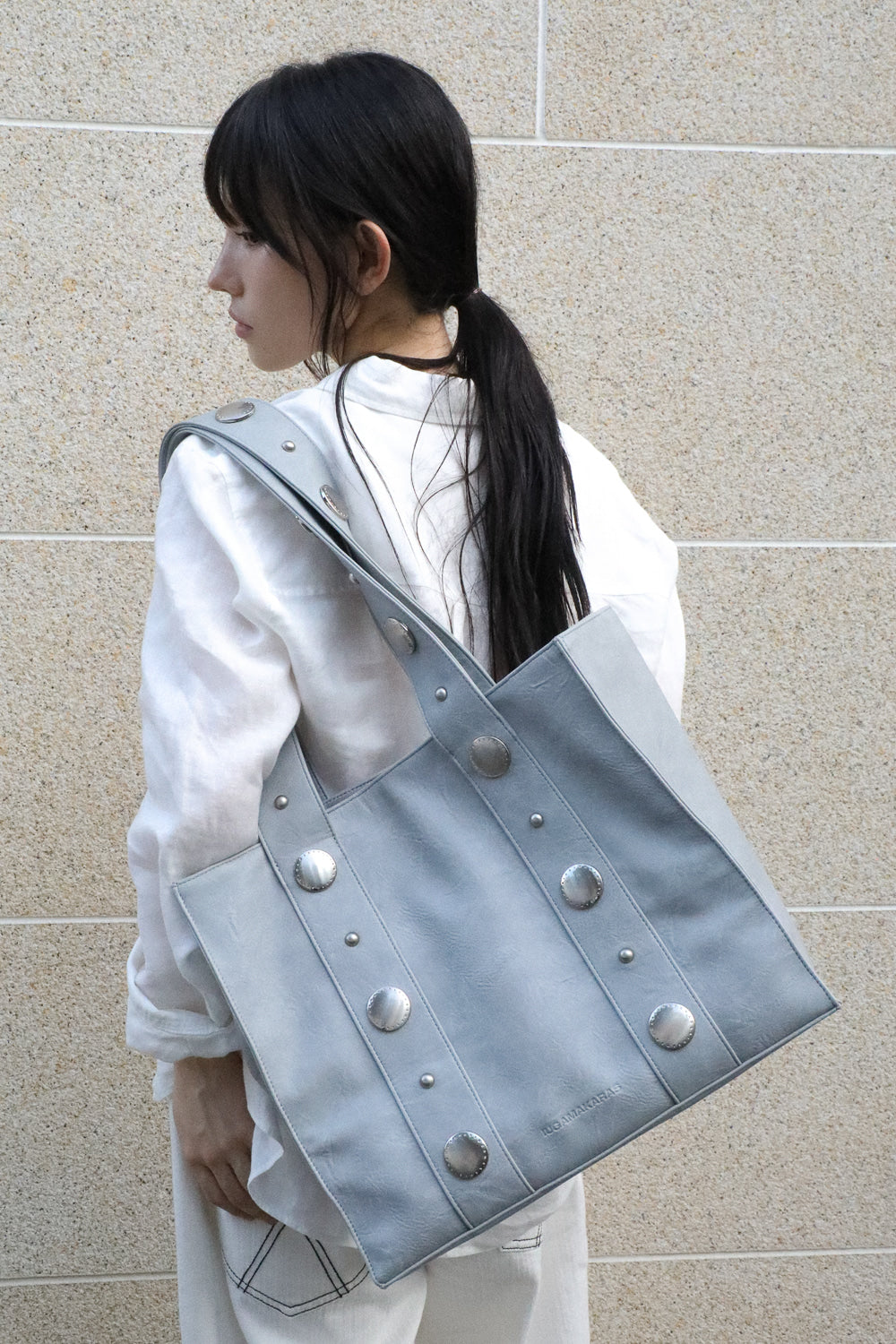 IUGA - Big Studded Shopper Bag (Sky Blue)