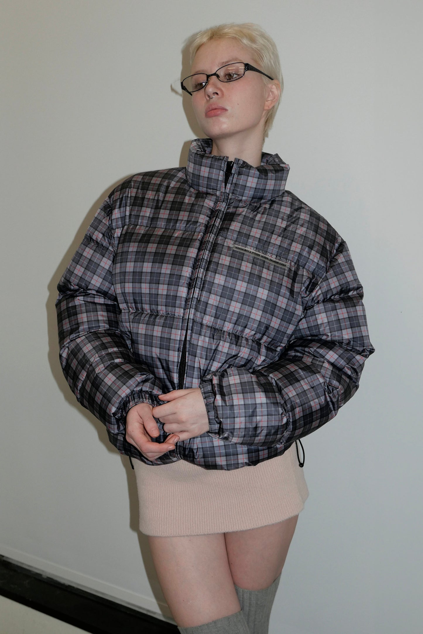 107 Puffer Down Plaid Gray