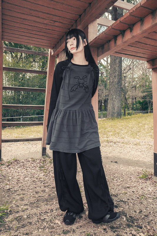 hugyourskin-Angel patched raglan dress (Black Charcoal / Gray / White Pink)