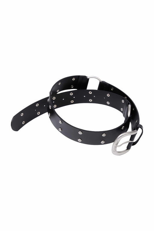cerric - TWO RING RIVET BELT / BLACK