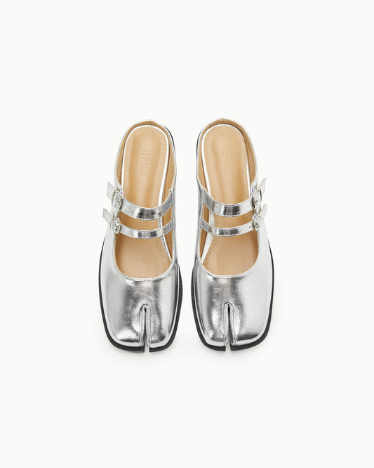 PAES - Double Buckle Mule / Silver