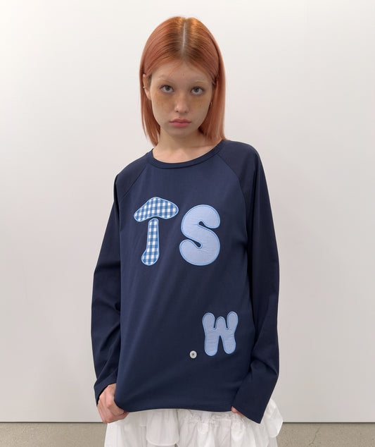 Buttoned Patch Raglan Top [Navy]