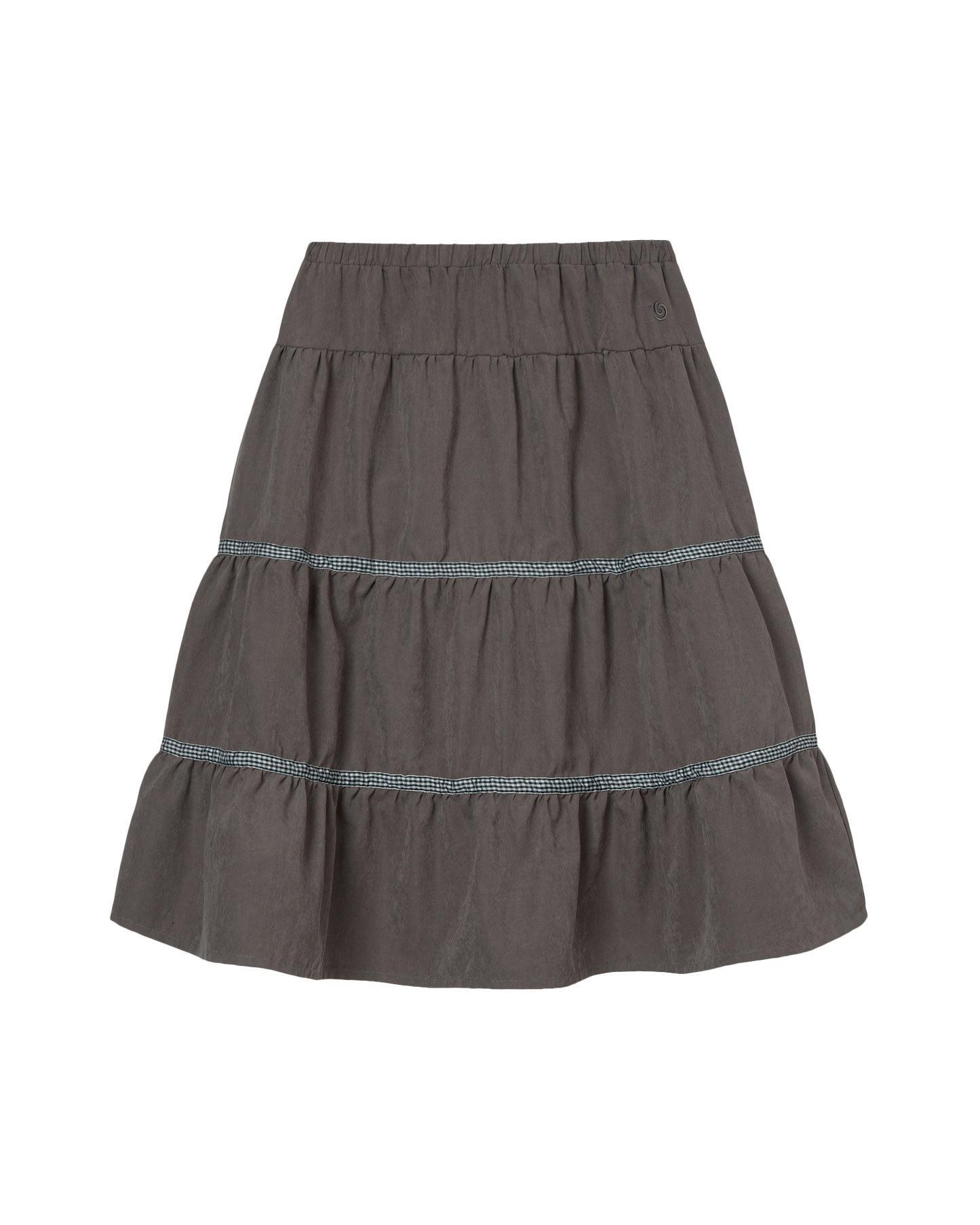 aeae - CHECK MIDI TIERED SKIRT [BROWN]