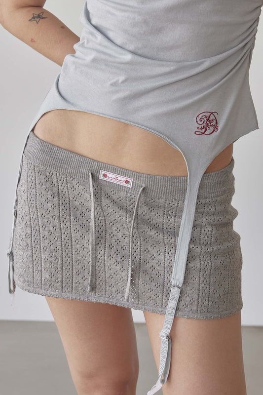 Sculptorpage - Eyelet Knit Skort Melange Gray