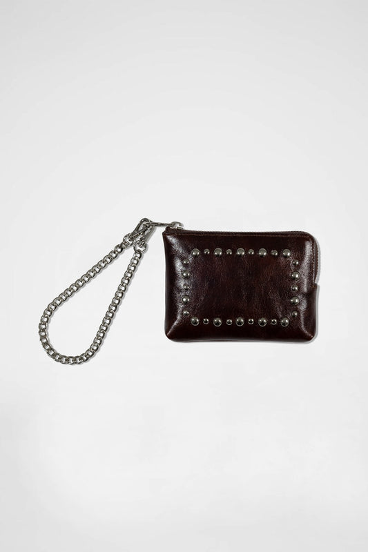 KHIHO - STUD POPO POUCH / DARK BROWN