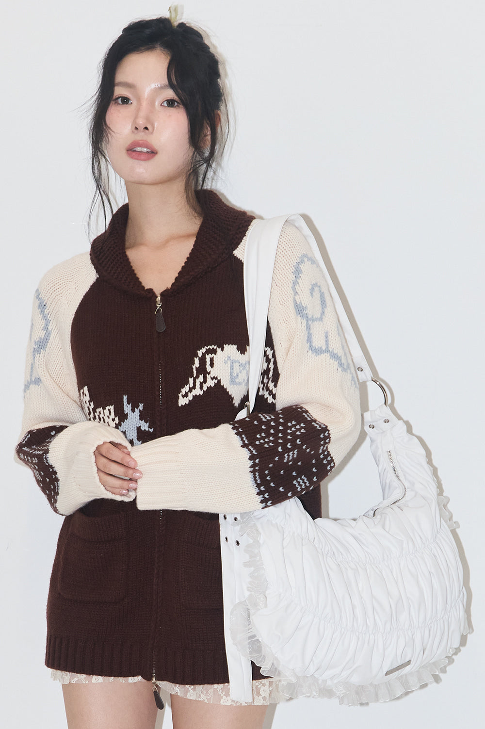 illigo - [Pre-order delivery on 10/02] Frill Bubble Big Cross Bag White