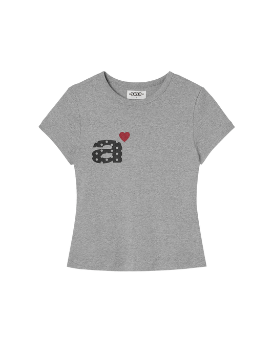 aeae - DOT SMALL LETTER TEE [MELANGE GREY]