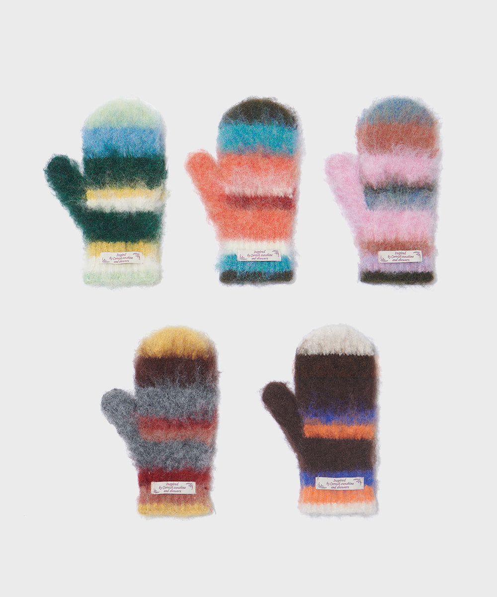 STRIPE SHAGGY MITTENS - 5 colors