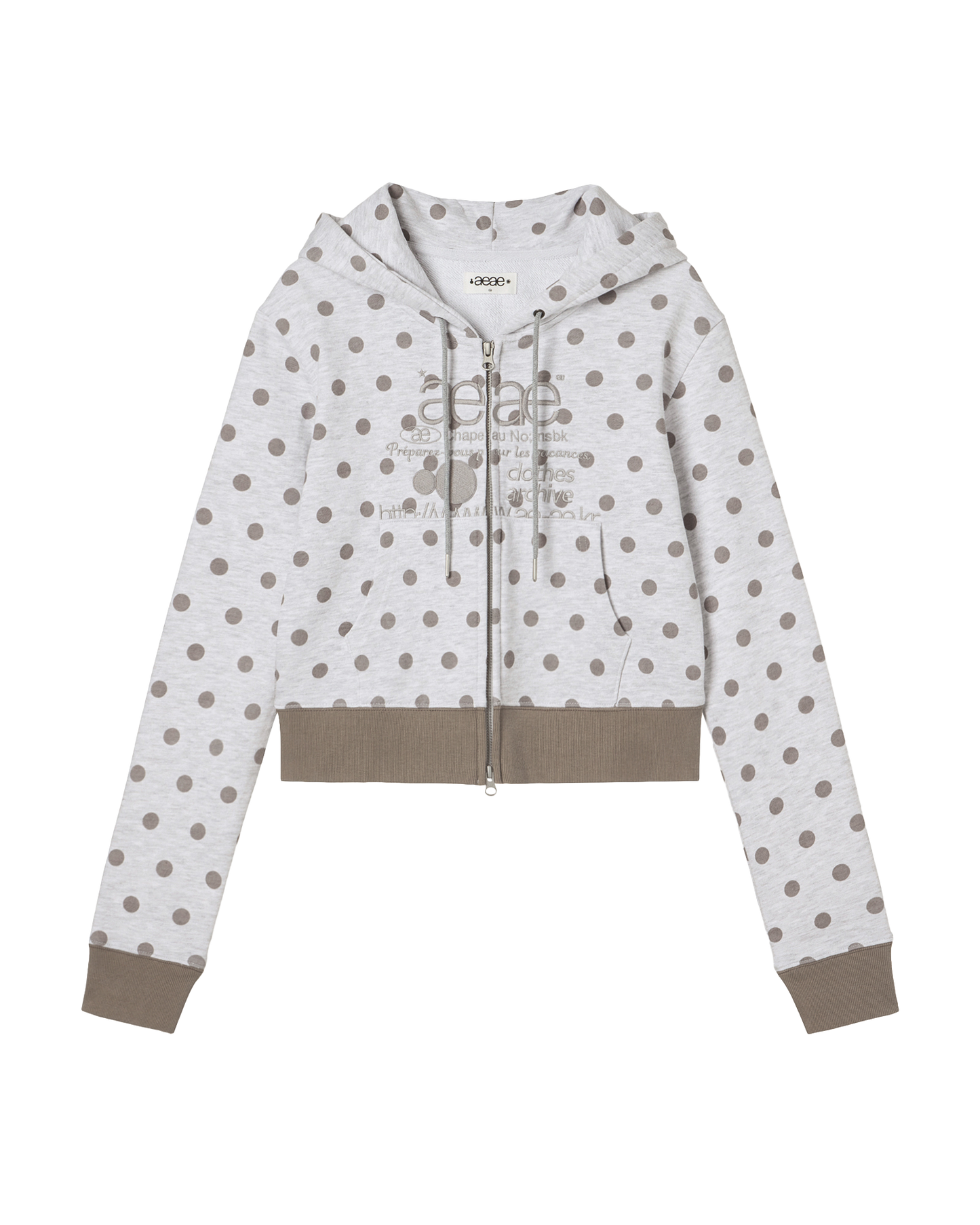 aeae-WEB LOGO CROP HOOD ZIP UP [DOT LIGHT GREY / DOT CHARCOAL]