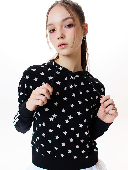 luvistrue-IM PUFF HOOD TEE(GRAY / BLACK)