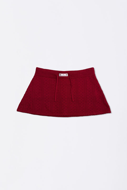 Sculptorpage - Eyelet Knit Skort Red