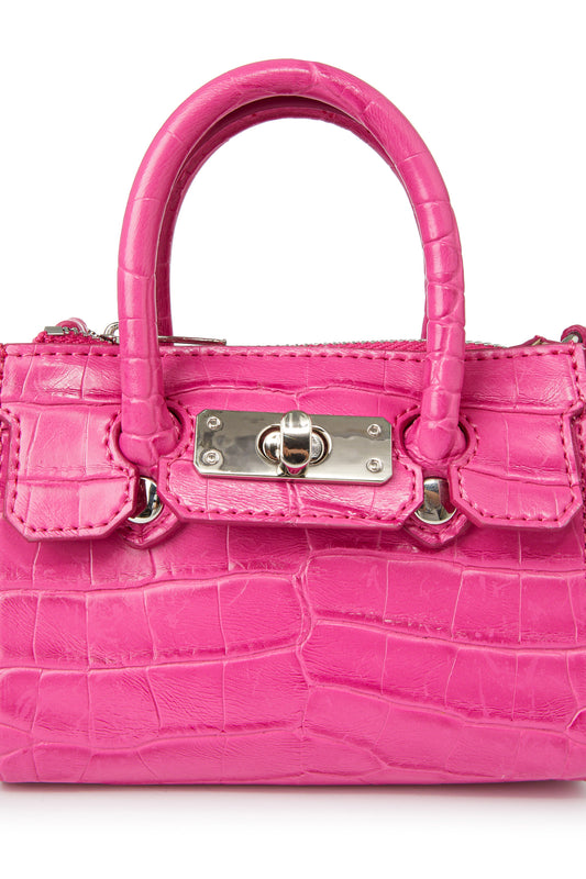 Deinet - CROCODILE PATTERN CHAIN MINI BAG IN HOT PINK