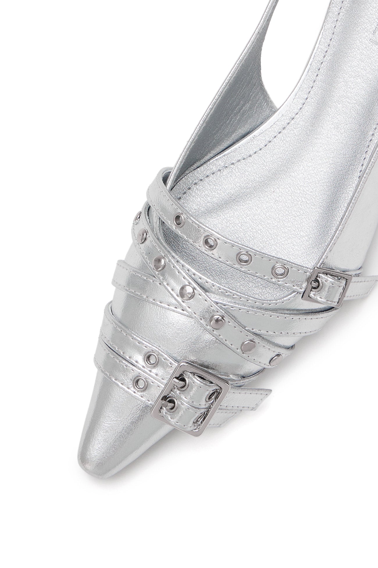 Deinet - BUCKLE STUD AND EYELET SLINGBACKS IN SILVER