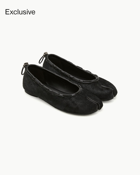 PAES - Calf String Flat / Calf Hair Black