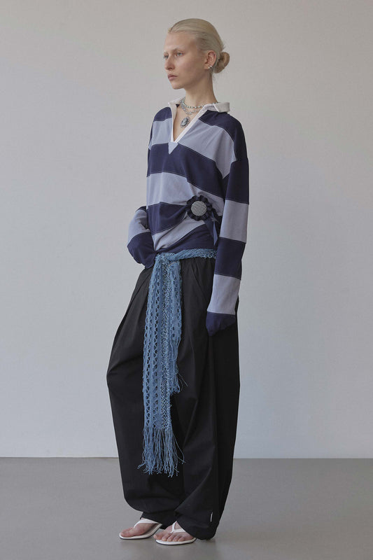 Sculptorpage - Rugby Striped Polo Jersey Blue/Navy