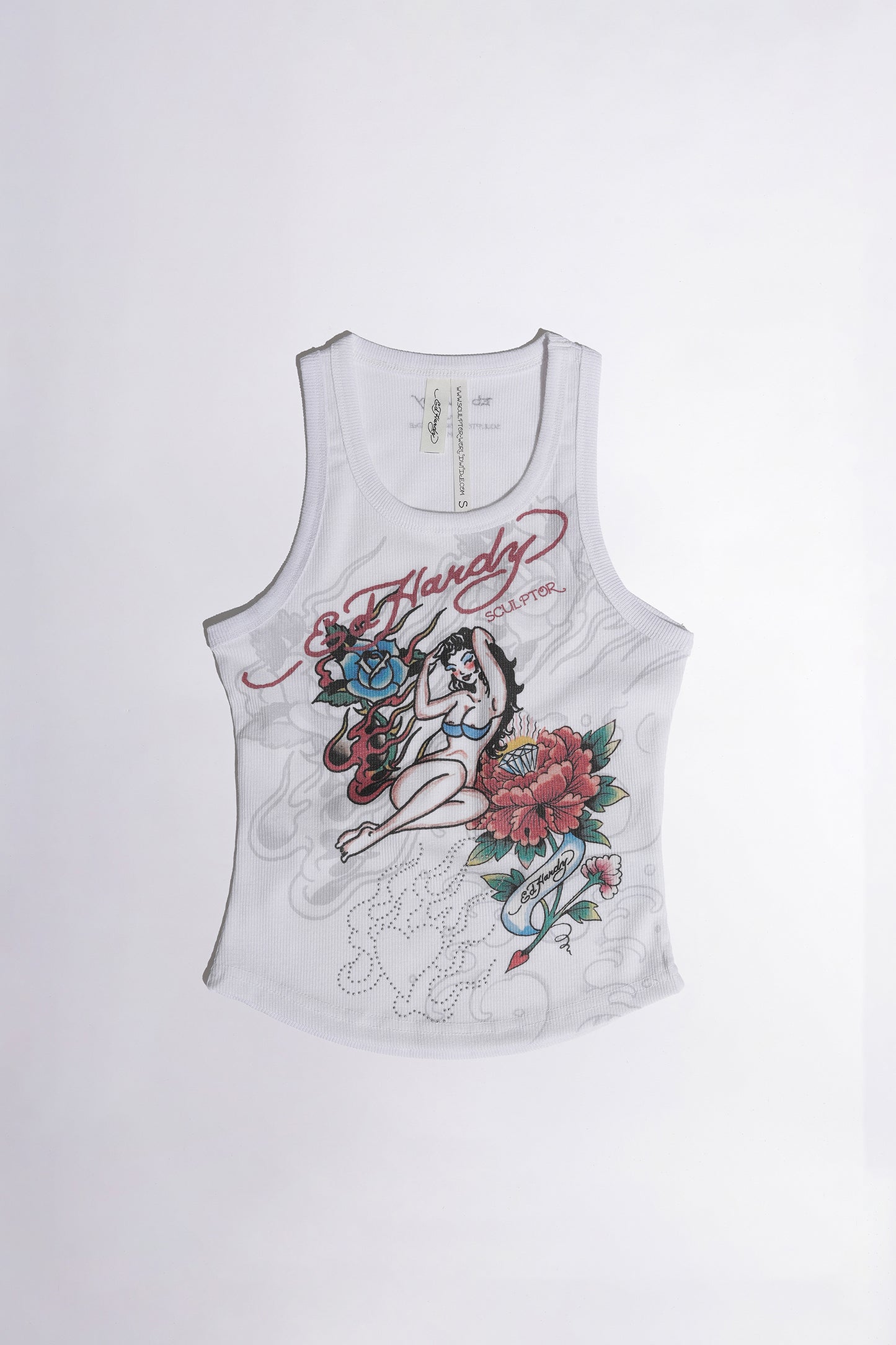 [Sculptor X Ed Hardy] Rib Tank Top White