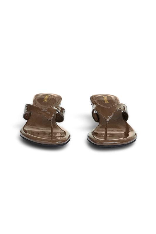 Deinet - ENAMEL FLIP FLOP IN BROWN