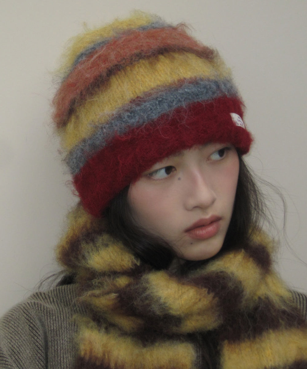 STRIPE SHAGGY BEANIE - 5 colors