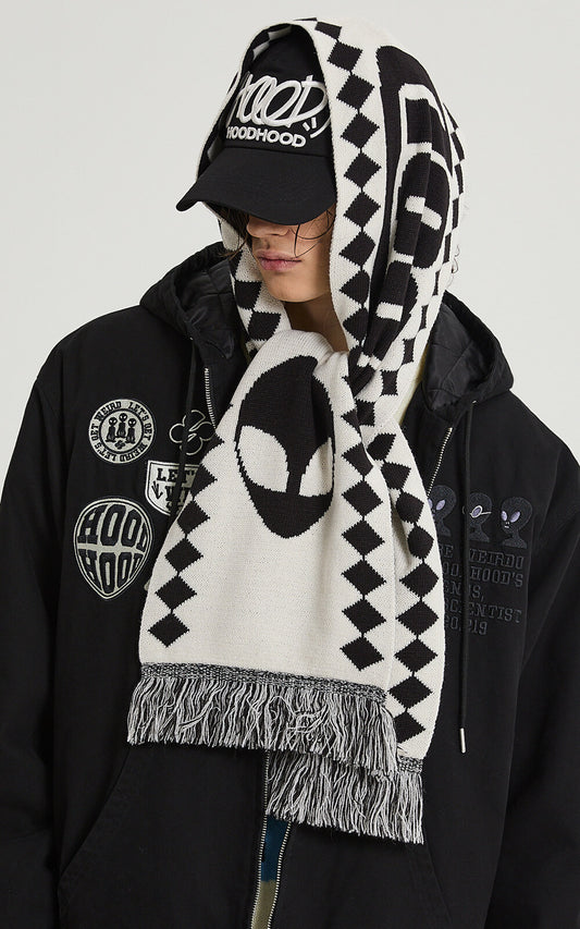 HOODHOOD - Reversible Logo Knit Muffler Black