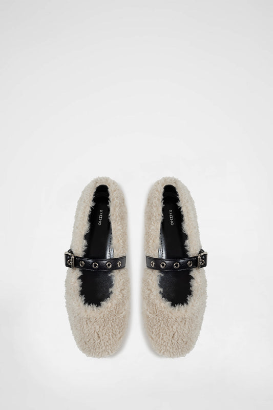 KHIHO - BOUCLE BALLERINA FLAT / BEIGE