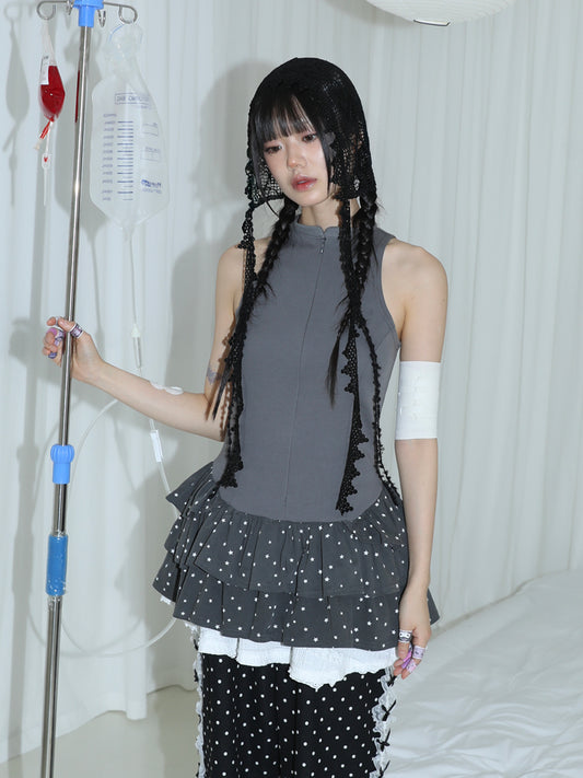 ♪ Angel Tiered Dress - CHARCOAL STAR- ♫WHITE STAR ♫