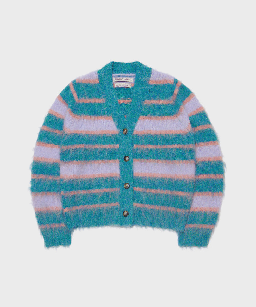 STRIPE SHAGGY KNIT CARDIGAN - 5 colors