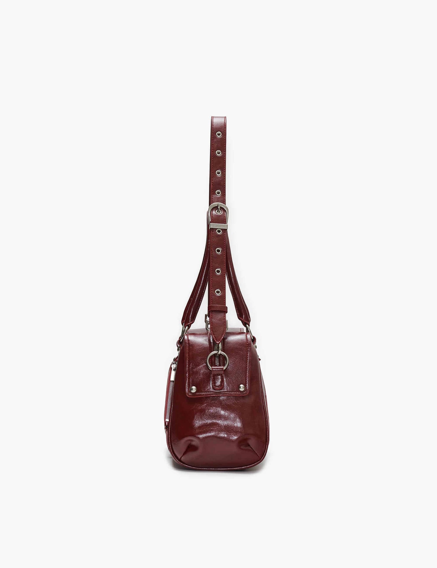 秋冬流行Faux Leather M.O.S Bag（BURGUNDY）