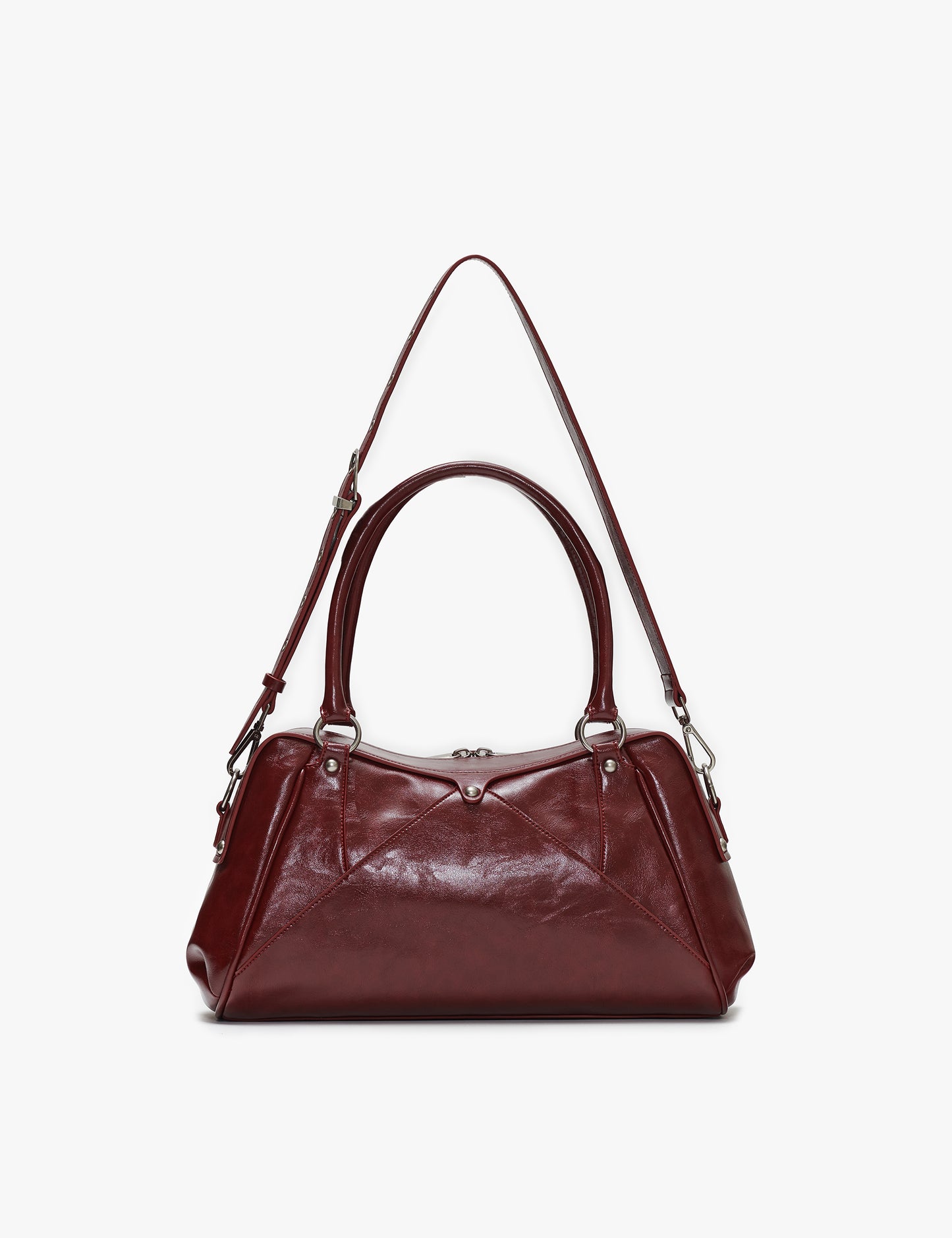 秋冬流行Faux Leather M.O.S Bag（BURGUNDY）