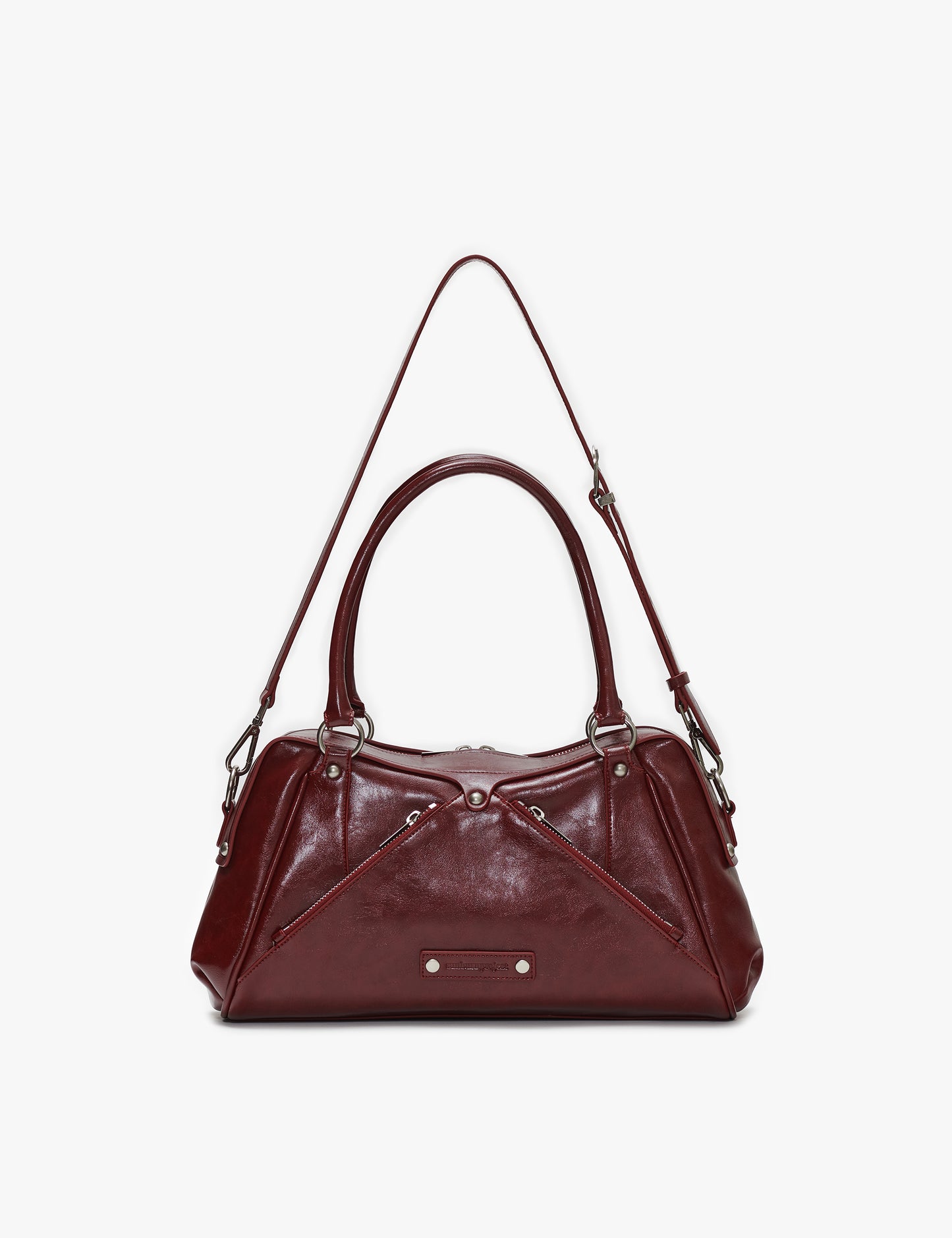 秋冬流行Faux Leather M.O.S Bag（BURGUNDY）