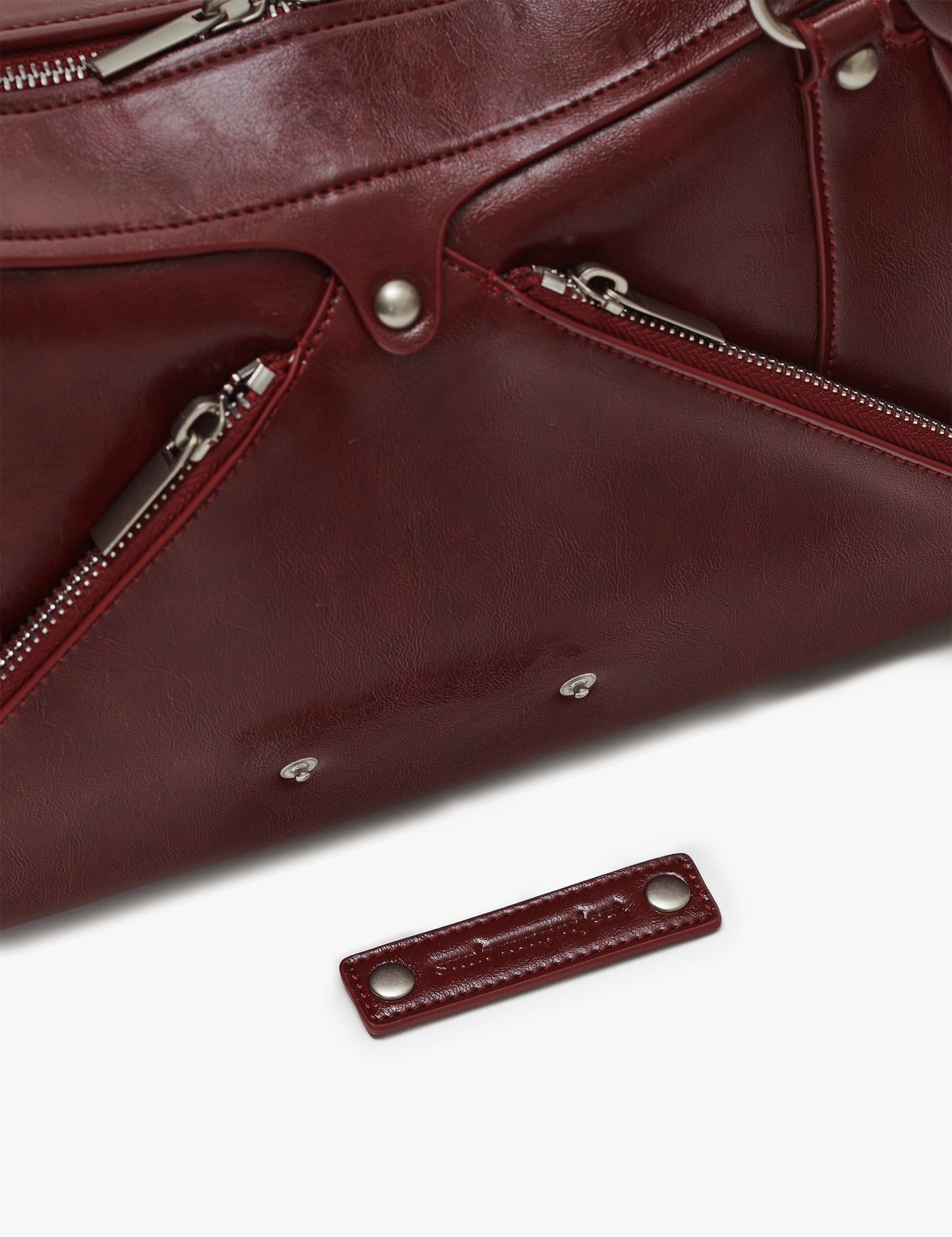 秋冬流行Faux Leather M.O.S Bag（BURGUNDY）