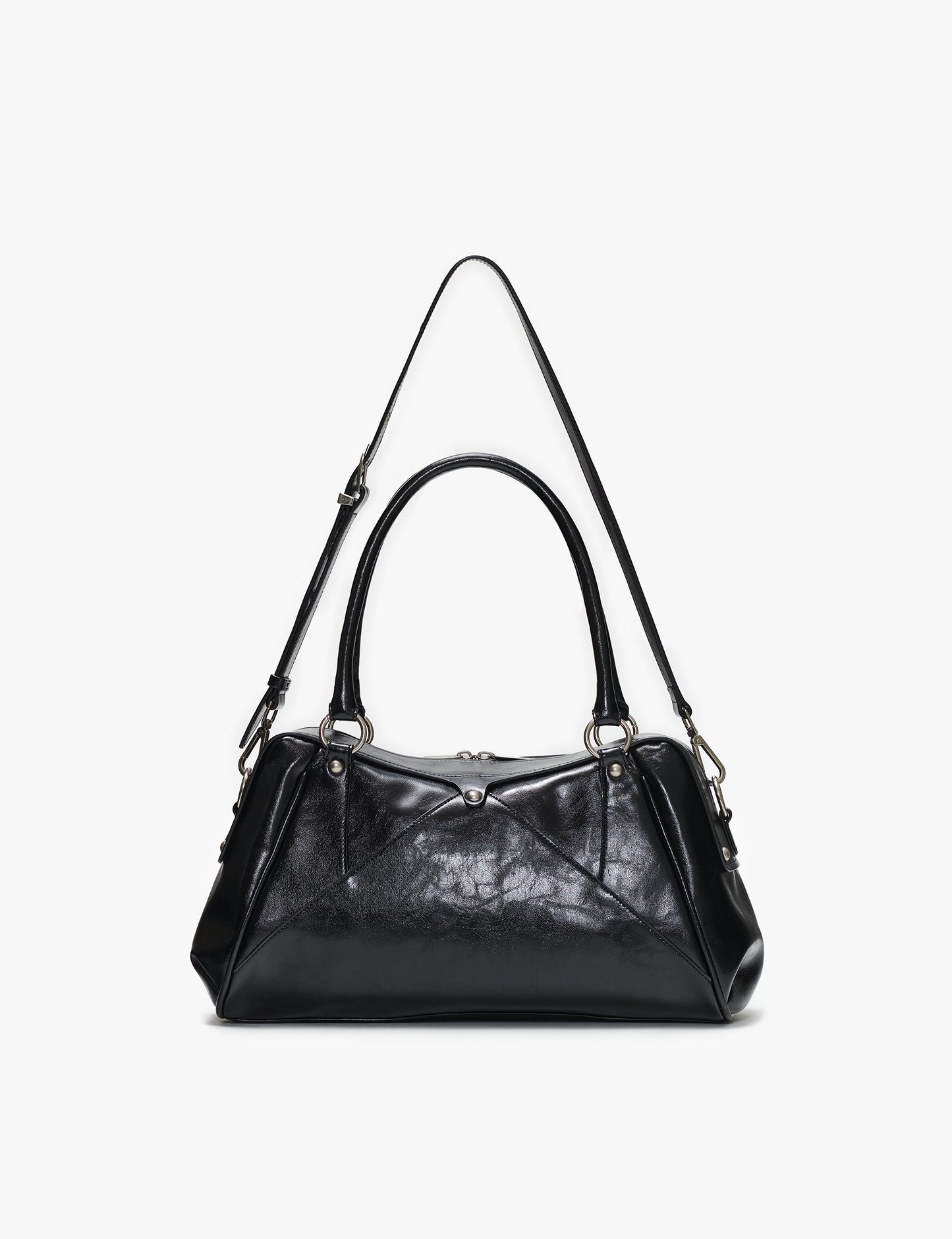 秋冬流行Faux Leather M.O.S Bag (BLACK)