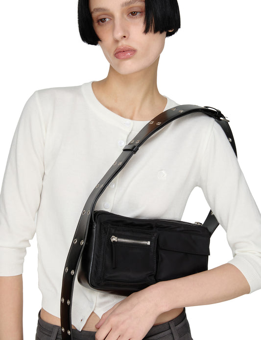 sunburnproject - Nylon Pocket Cross Bag, BLACK