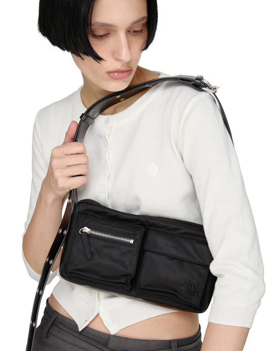 sunburnproject - Nylon Pocket Cross Bag, BLACK