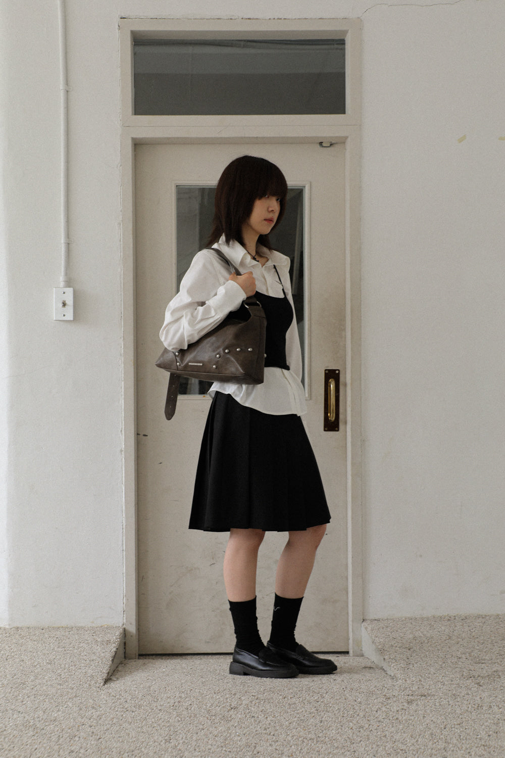 IUGA - Studded Hobo Bag (Brown)