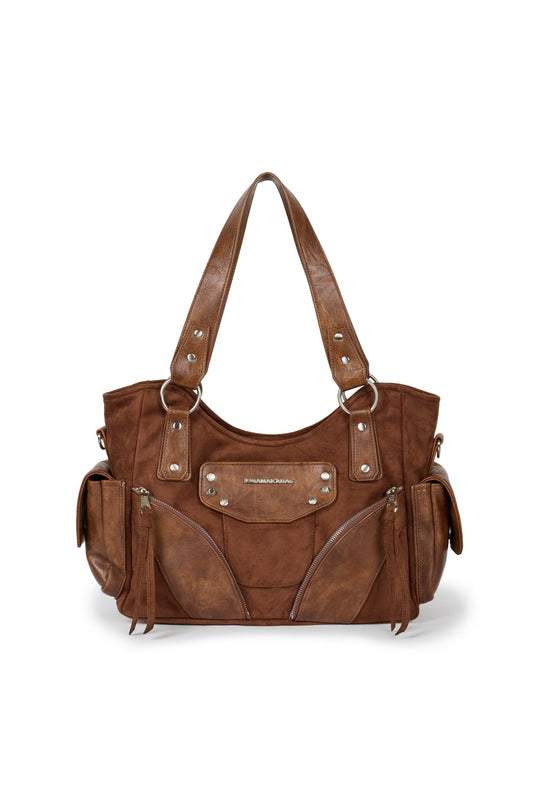 IUGA - Studded Suede Shoulder Bag (Brown)