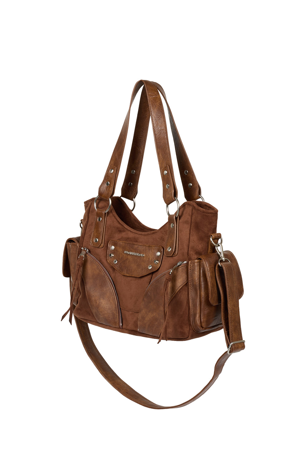 IUGA - Studded Suede Shoulder Bag (Brown)