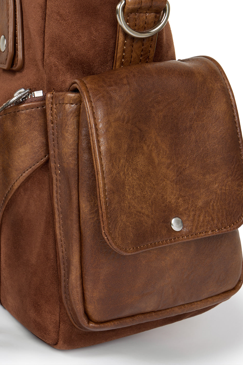 IUGA - Studded Suede Shoulder Bag (Brown)