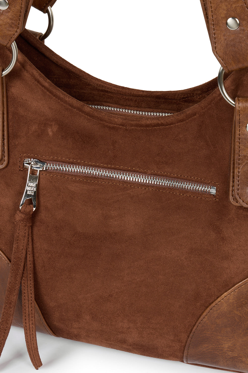IUGA - Studded Suede Shoulder Bag (Brown)